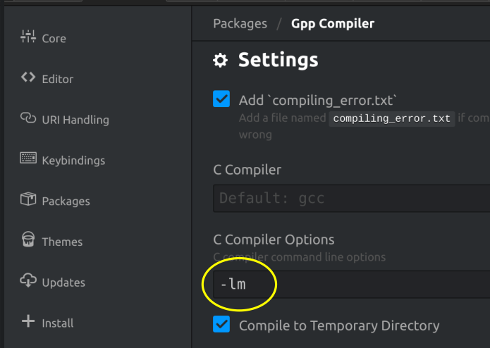 Atom C Compiler Options
